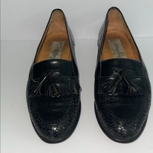 Mezlan Black Leather Tassel Loafers